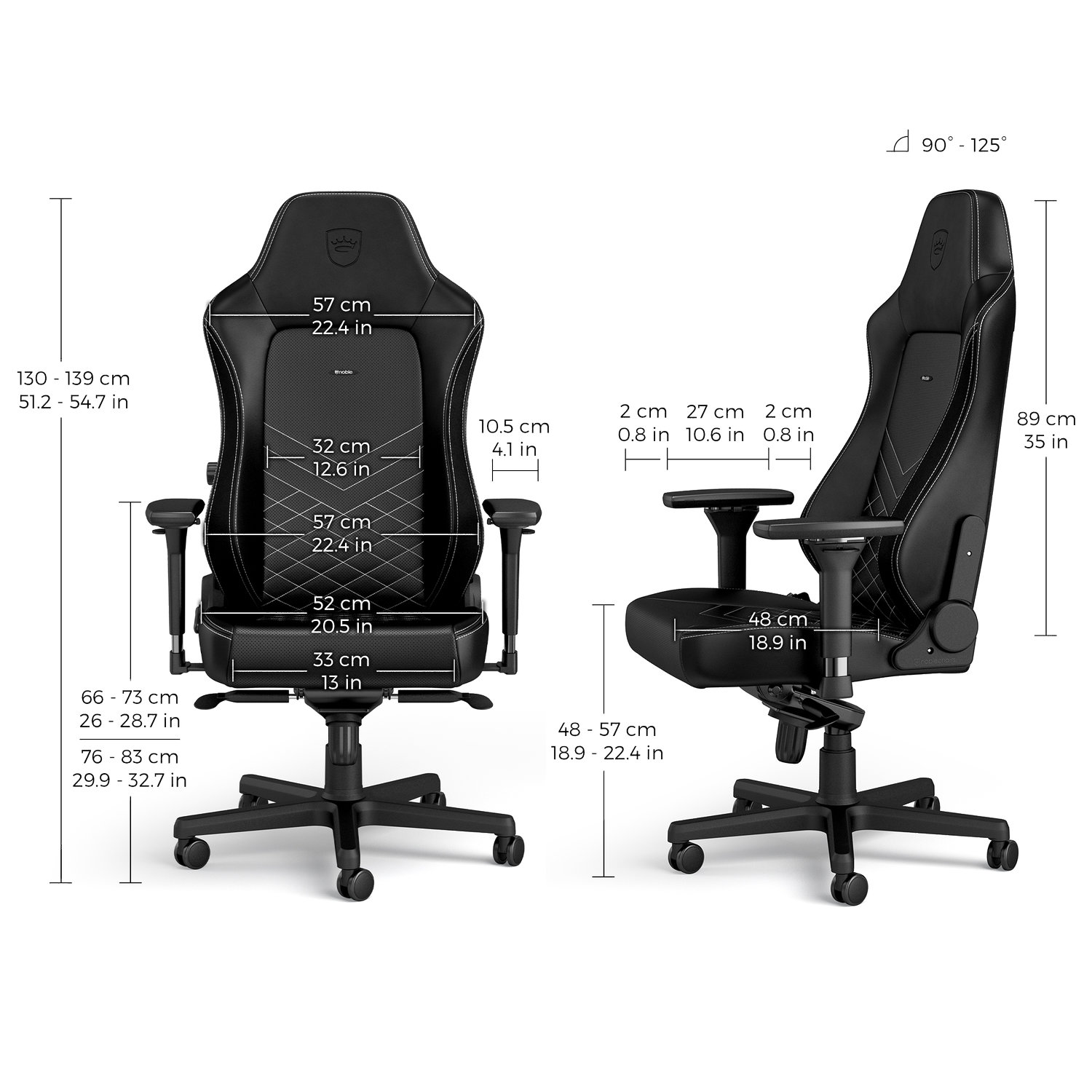 Noblechairs Hero - Black/White - Image 9